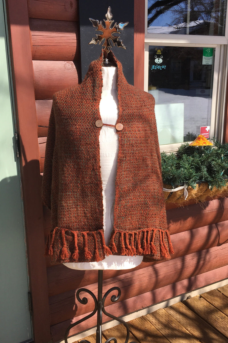 Handwoven Crafter Alpaca Shawl with Pockets-SB200