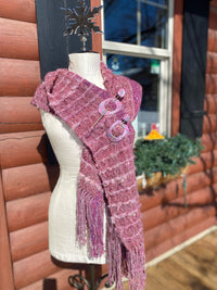 Handwoven Alpaca Shawl with Mohair locks and other novelty fiber-SBAS195